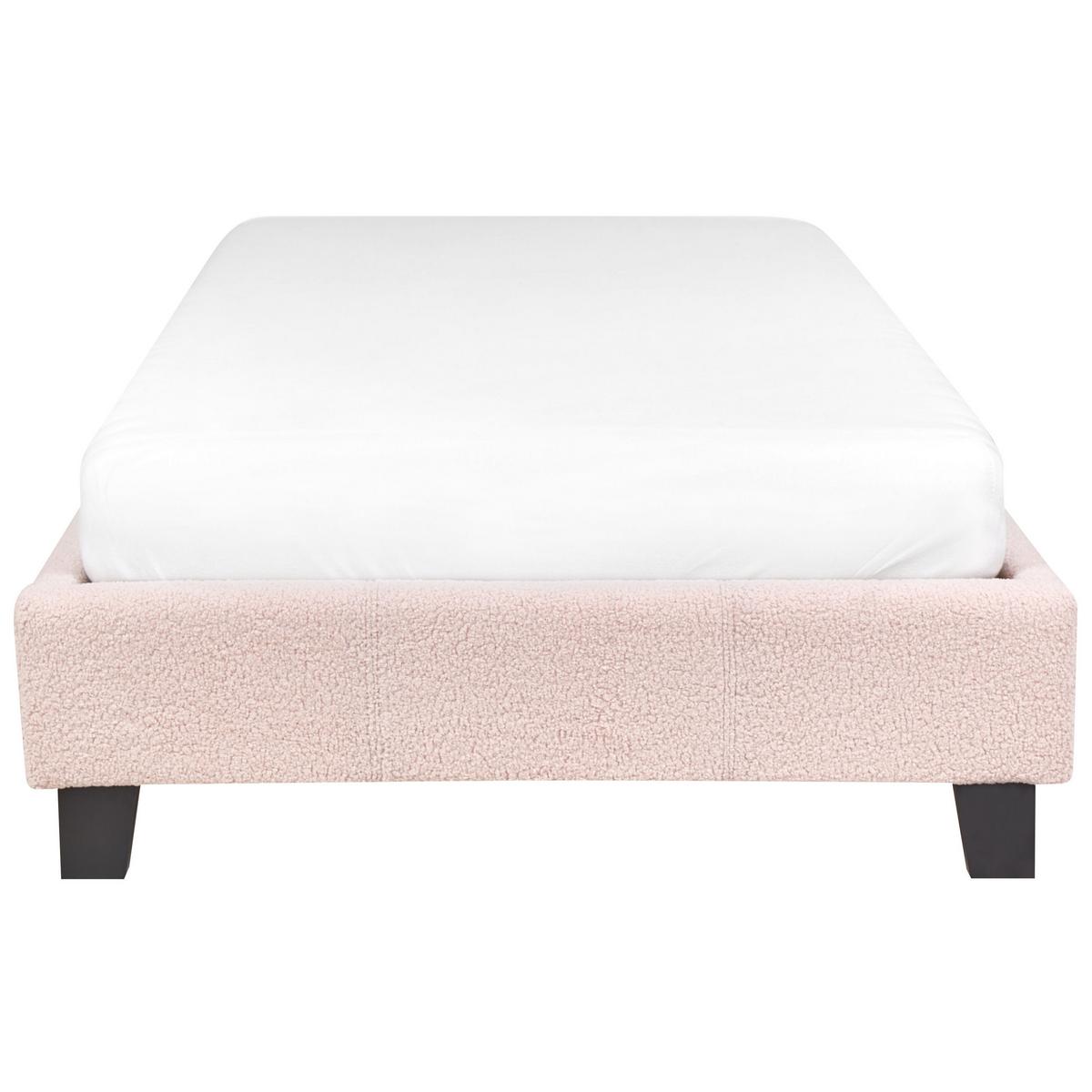 POLSTERBETT Rosa-Dunkler Holzfarbton 90-200 cm Roanne - Pink/Dunkelbraun, Textil (90/200cm) - Beliani