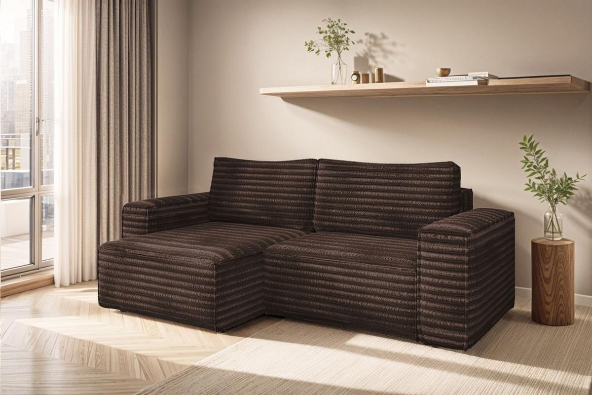 ECKSOFA Schlafsofa Madlen - Braun, Holzwerkstoff/Textil (248/140cm) - Fun Möbel