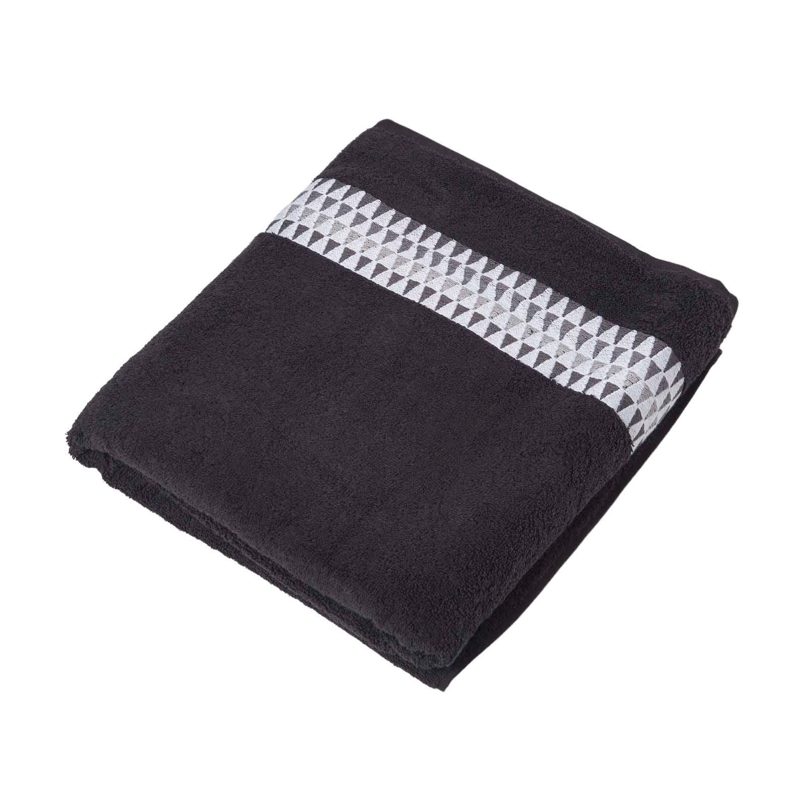 BADETUCH Geometric schwarz 100/150 cm - Schwarz, Textil (100/150cm) - Homescapes