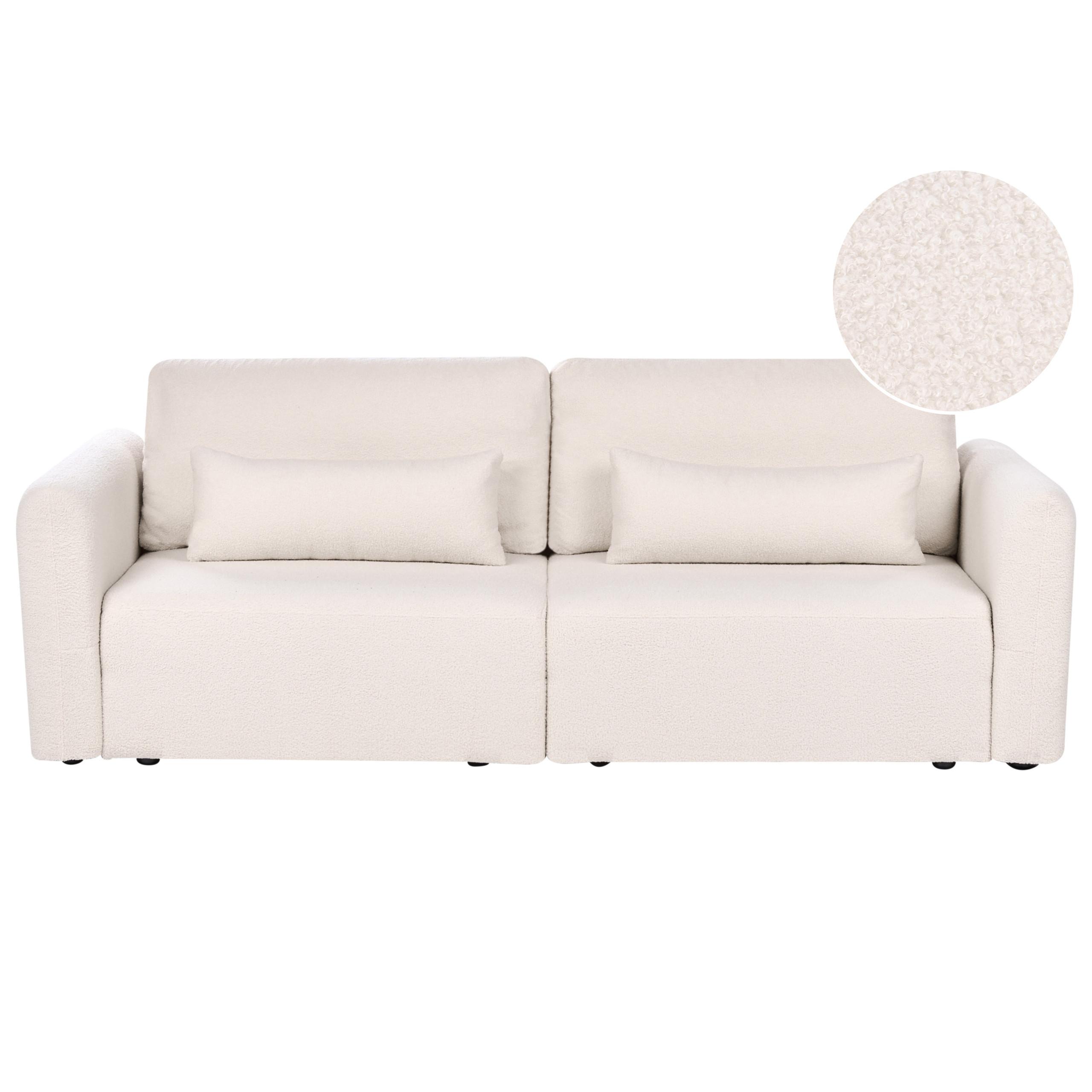 SCHLAFSOFA 3-Sitzer Bouclé Hellbeige mit Stauraum Vaxholm - Beige, Textil (232/86/87cm) - Beliani