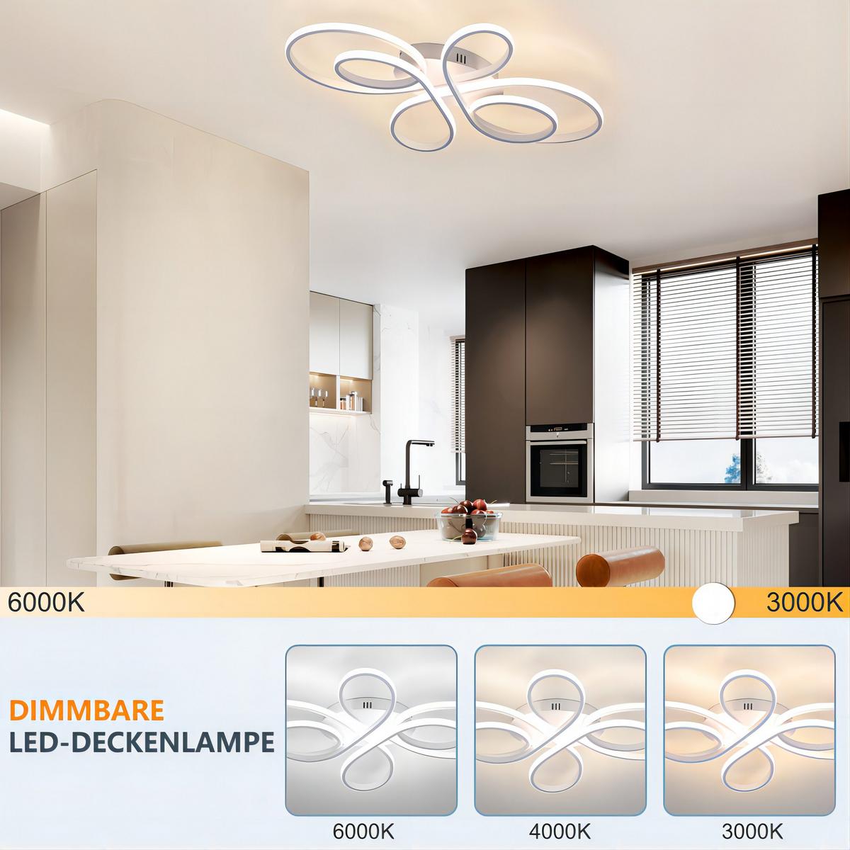 LED-DECKENLEUCHTE Falterstil 66/41/9.5 cm - Weiß, Metall (66/41/9.5cm) - Nettlife