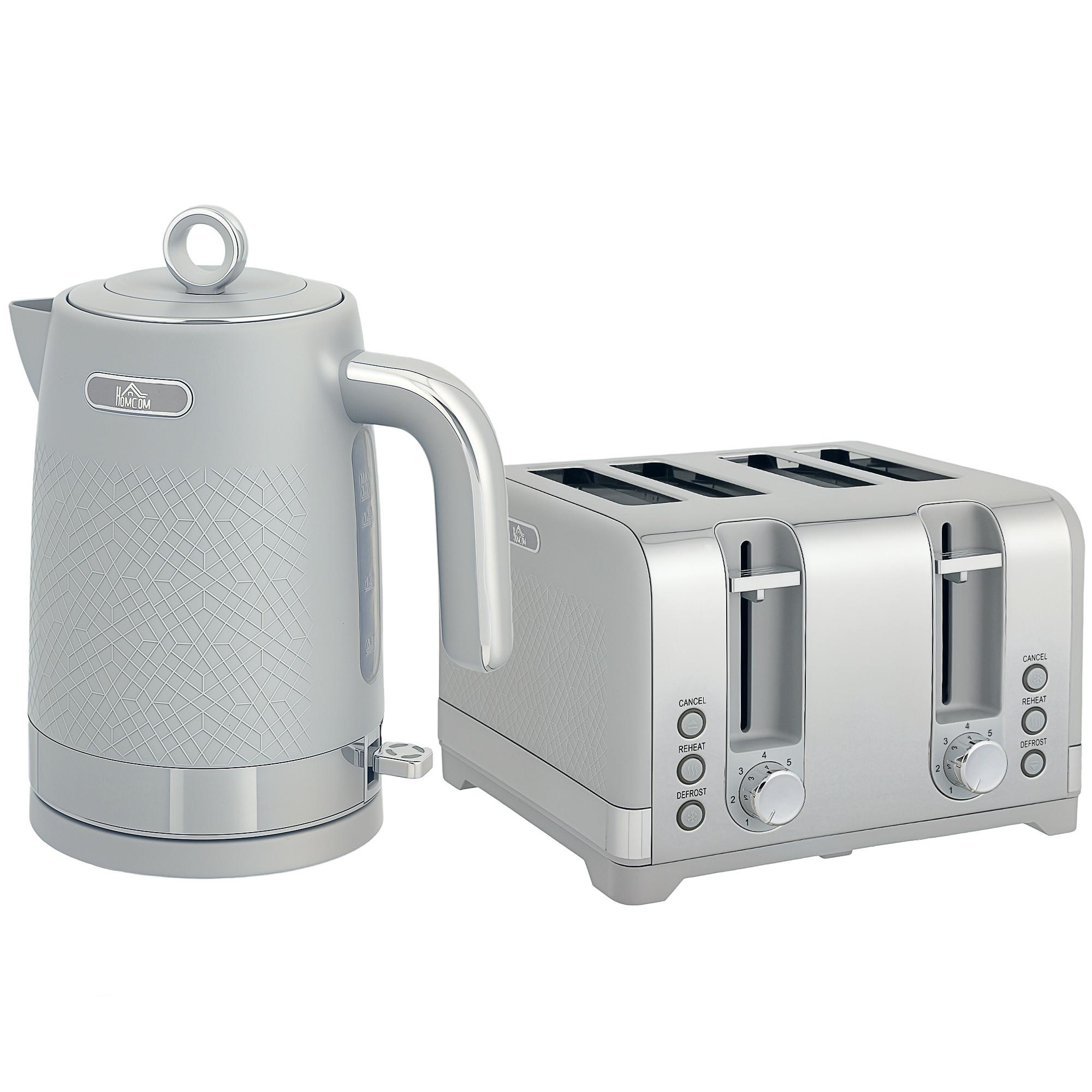WASSERKOCHER-UND-TOASTER-SET Kunststoff Grau - Grau, Kunststoff (16/27.6/23.6cm) - HOMCOM