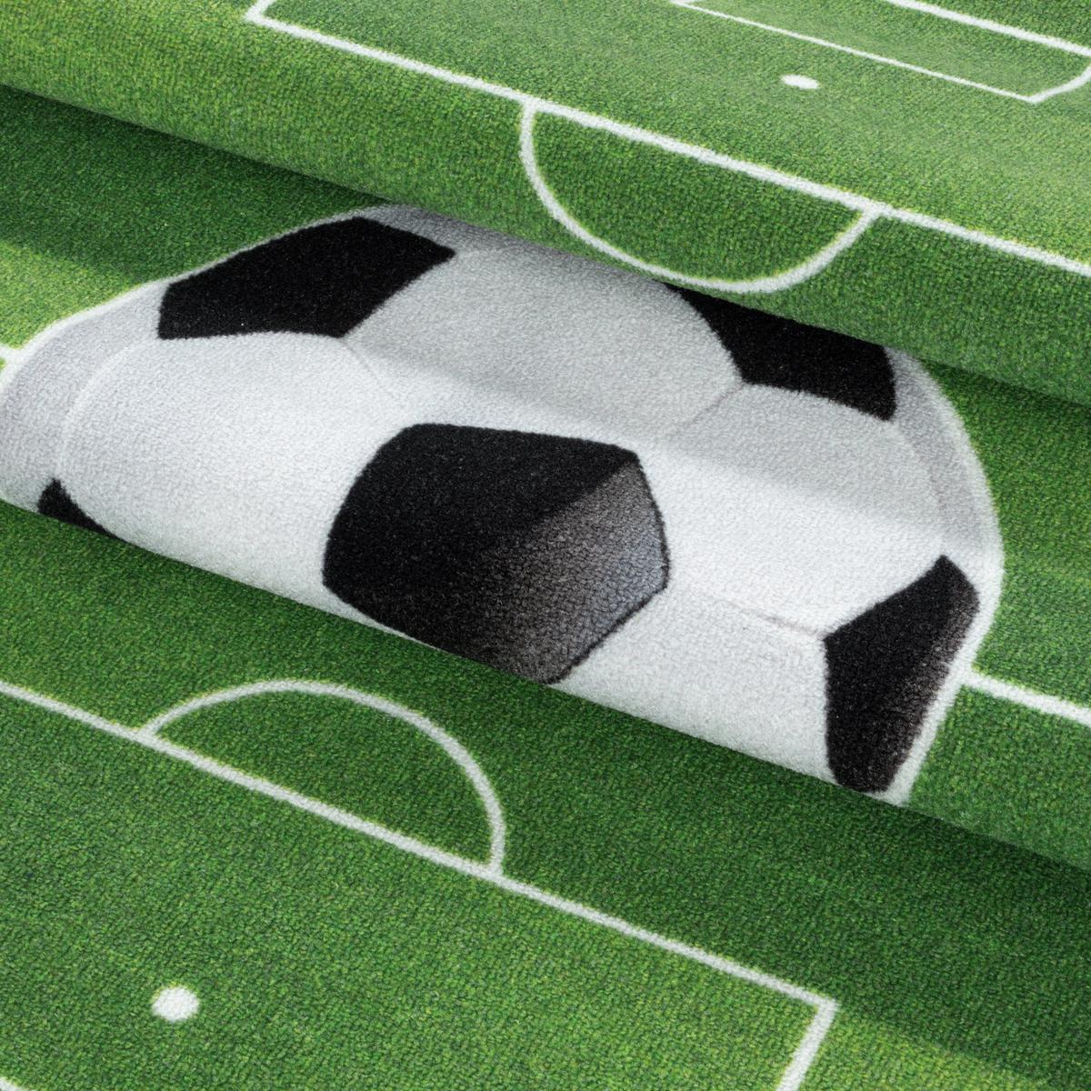 KINDERTEPPICH TRAUN, mit Fußballfeld-Motiv, Grün, 140 x 200 cm - Grün, Textil (200/140cm) - KADIMA DESIGN