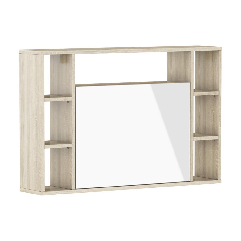 SCHREIBTISCH Sonoma Eiche, Weiß Hochglanz 94/62/62 - Weiß Hochglanz/Sonoma Eiche, Holzwerkstoff (90/50/62cm) - RAUMHIRSCH FURNITURE