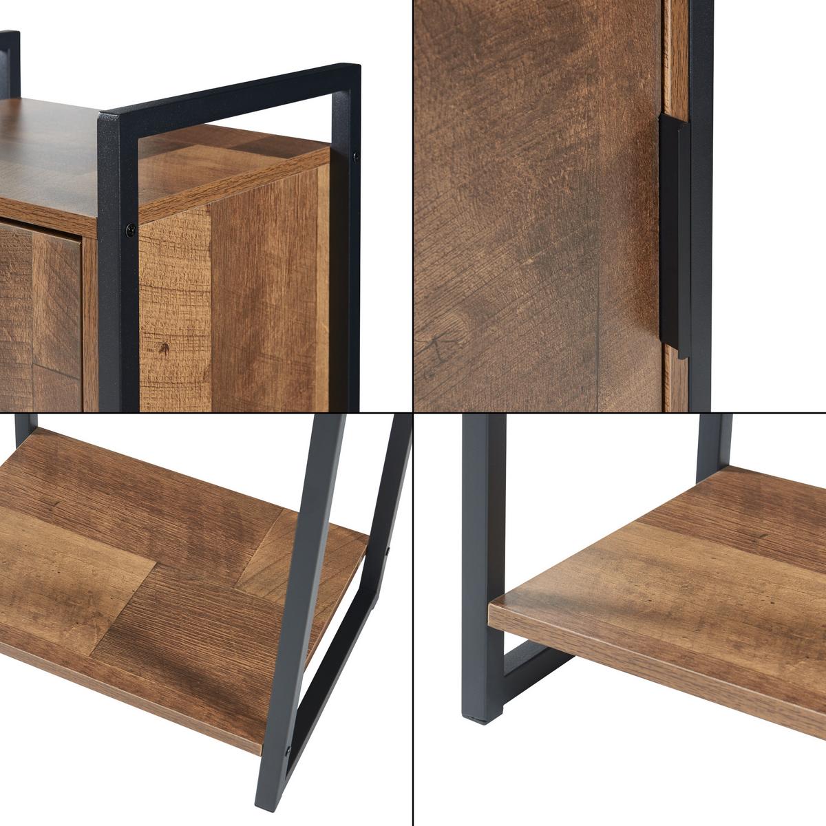 BADEZIMMERSCHRANK Namsskogan - Walnussfarben/Schwarz, Holzwerkstoff/Metall (35/115/25cm) - [en.casa]