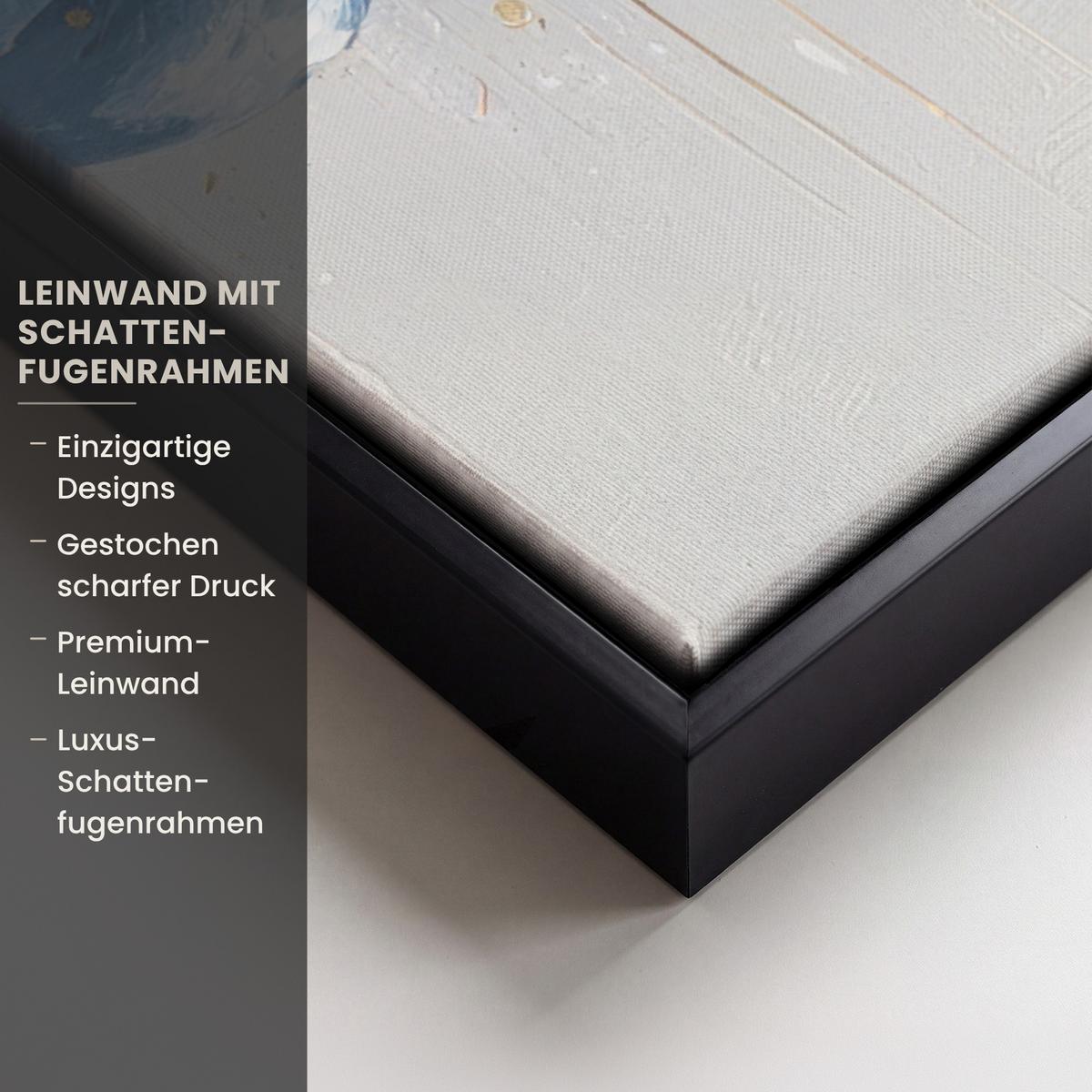LEINWAND Bilder mit Rahmen - Blumen - Blau - Abstrakt - 50x50 - Hellgrau, Textil (50/50cm) - MuchoWow