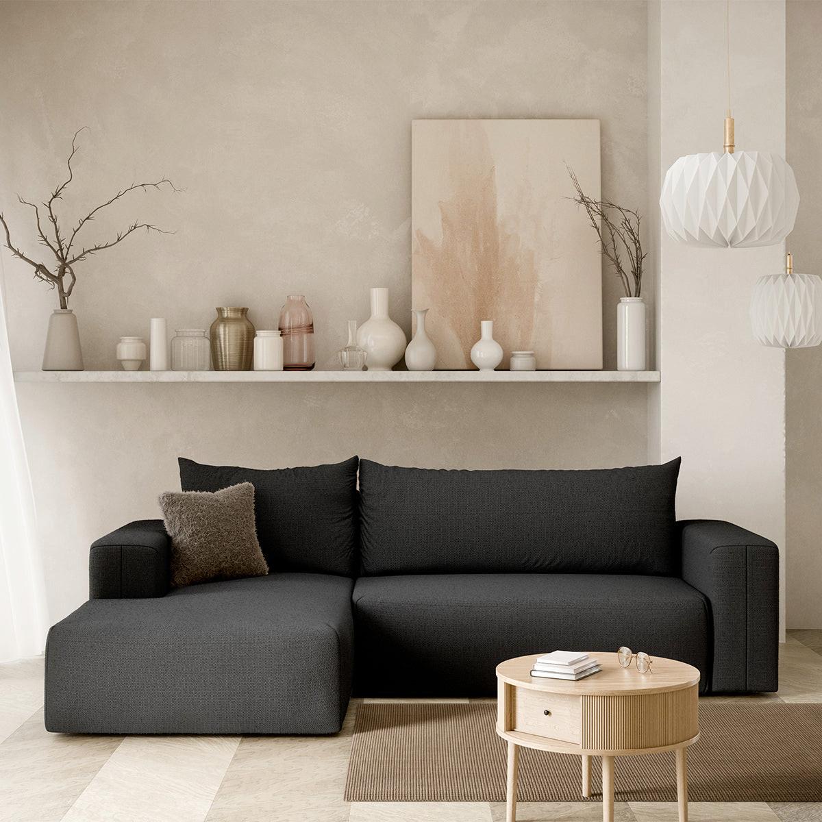 ECKSOFA Bliss 3 Sitzplätze Dunkelgrau - Grau, Holz (268/163cm) - Petits-meubles