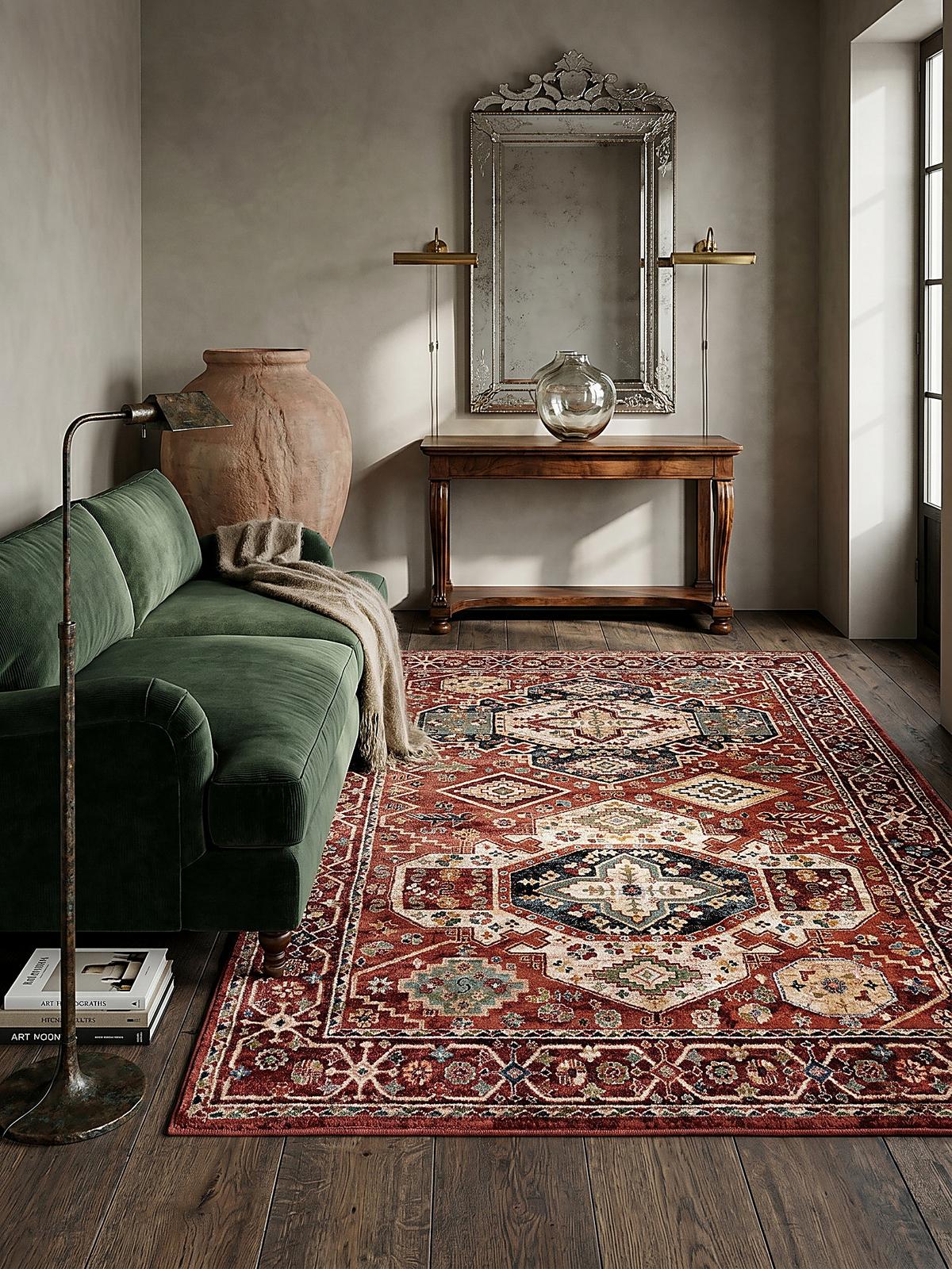 KURZFLORTEPPICH GLAZERT, geometrisch, Rot, 120 x 170 cm - Rot, Textil (170/120cm) - KADIMA DESIGN