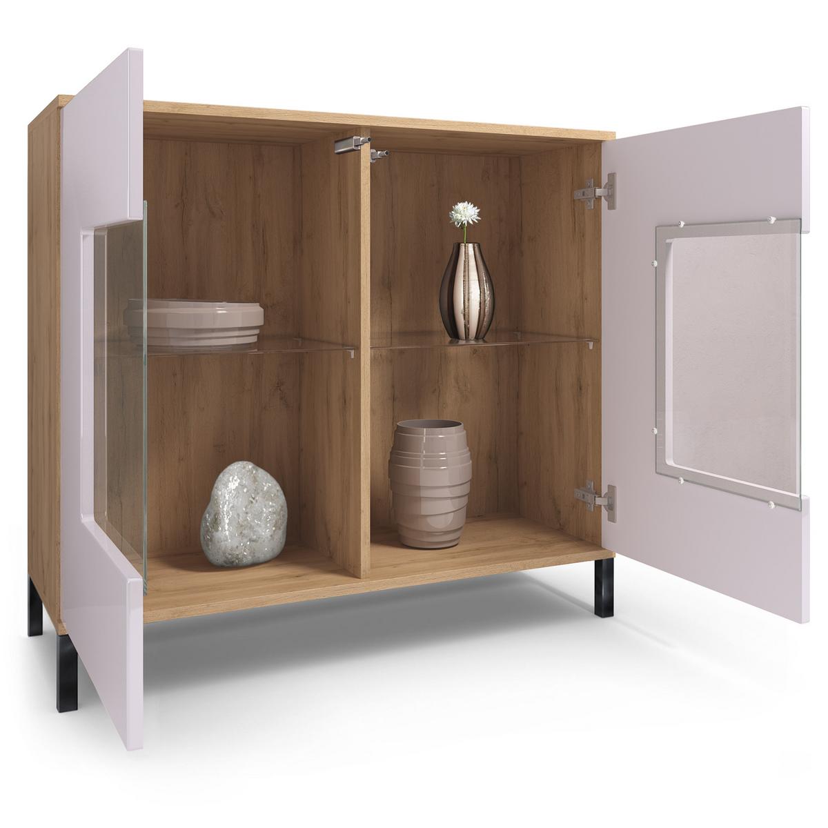 KOMMODE Grömitz Creme Hochglanz - Creme, Holzwerkstoff (92.5/83.5/35cm) - Vladon