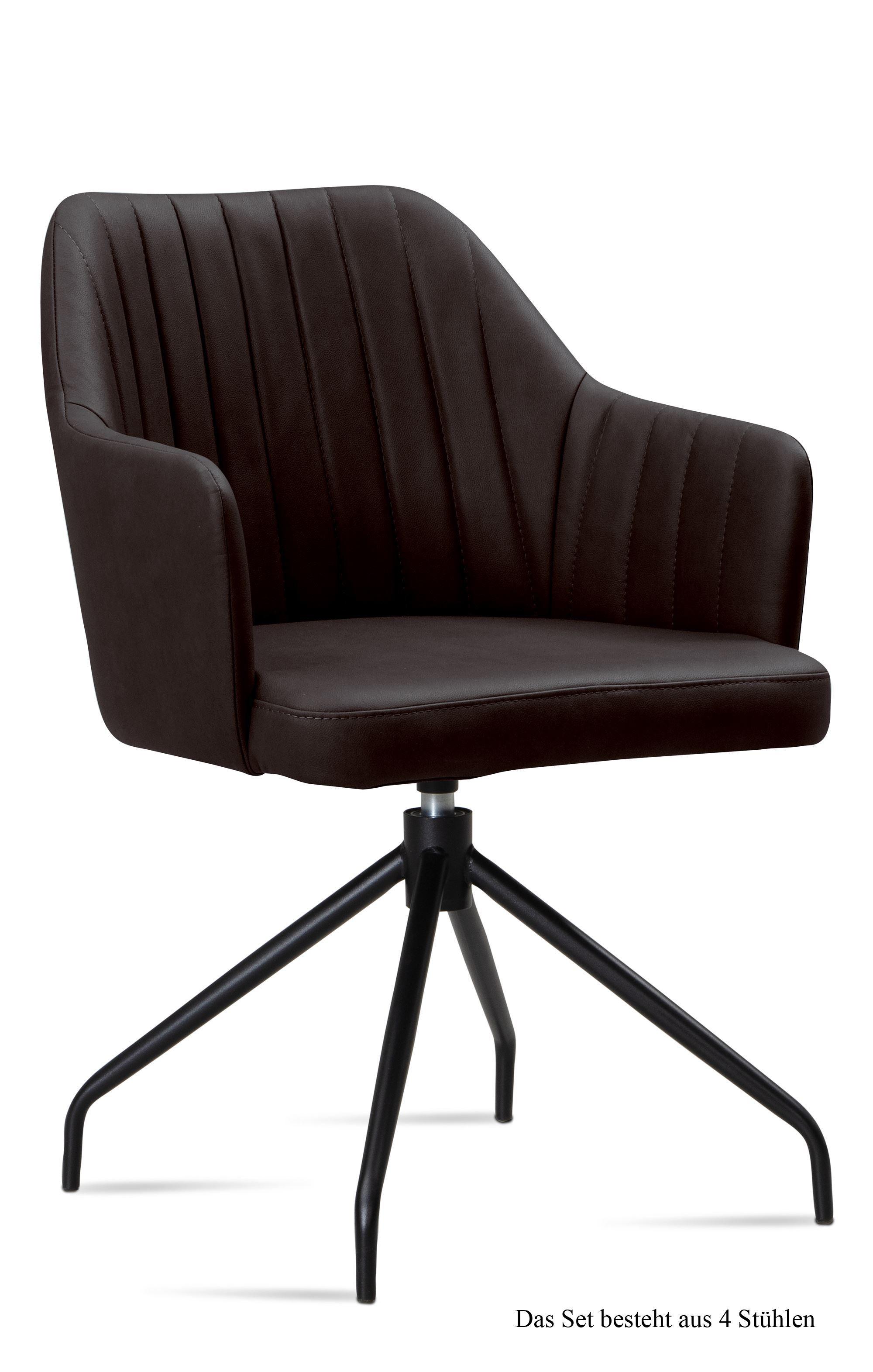 ARMLEHNSTUHL drehbar (4er-Set) Dorena 58x81x60 Schwarz/Espresso - Dunkelbraun/Schwarz, Kunststoff (60/81/58cm) - 58aufmkessel