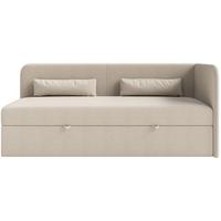 JUGENDBETT Calmmo Hellbeige mit Chenille-Bezug, Kopfteil rechts - Ecru, Textil (90/200cm) - Selsey