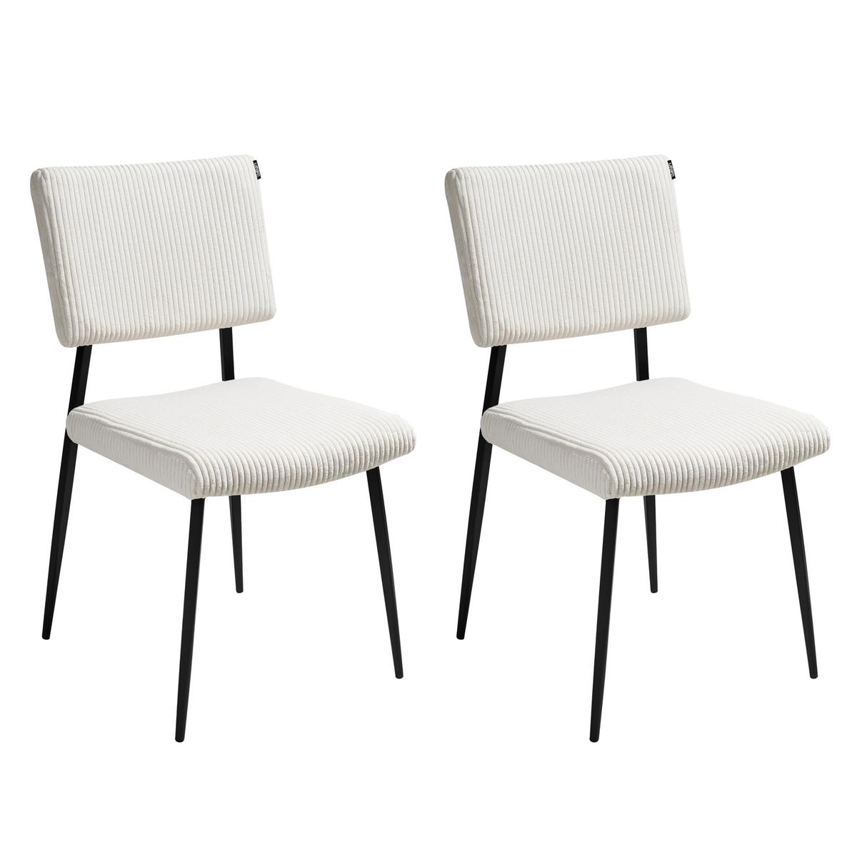 ESSZIMMERSTUHL 2er-Set Cremeweiß Sturgis - Schwarz/Weiß, Textil (47/87/54cm) - Beliani