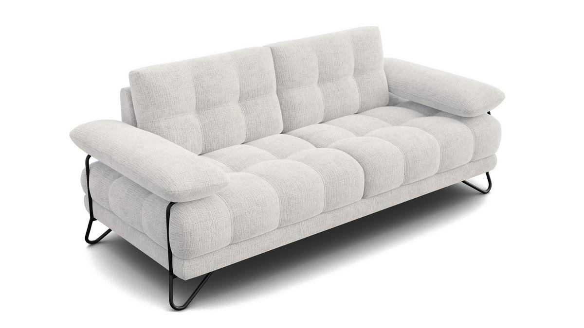 SOFA BUBBARA 2,5-Sitzer, creme - Creme/Schwarz, Holz/Textil (215/87/96cm) - Wozimo