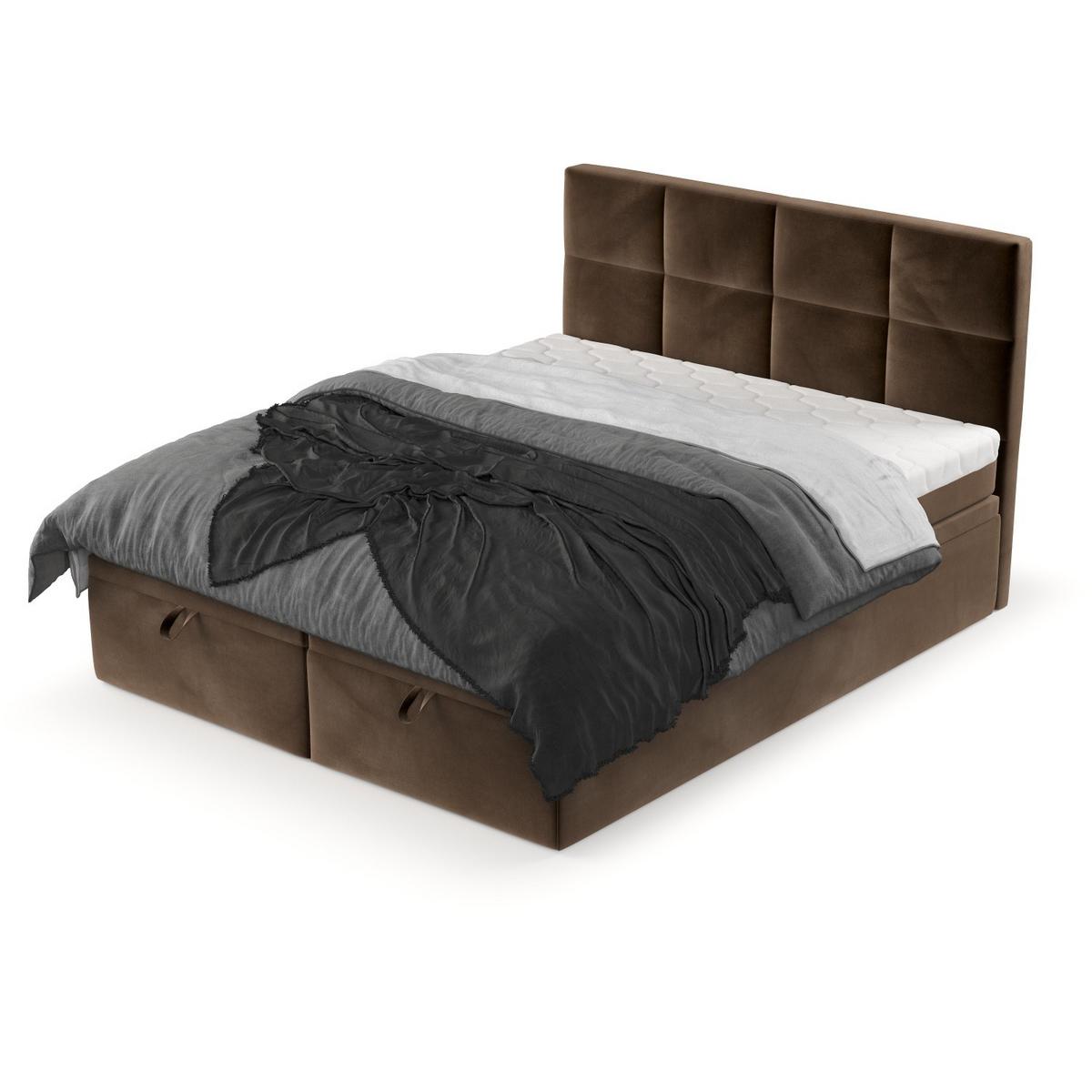 BOXBETT Tessa 140/200 cm Braun im Kronos Stoff - Schwarz/Braun, Holz/Holzwerkstoff (140/200cm) - AltaBeds