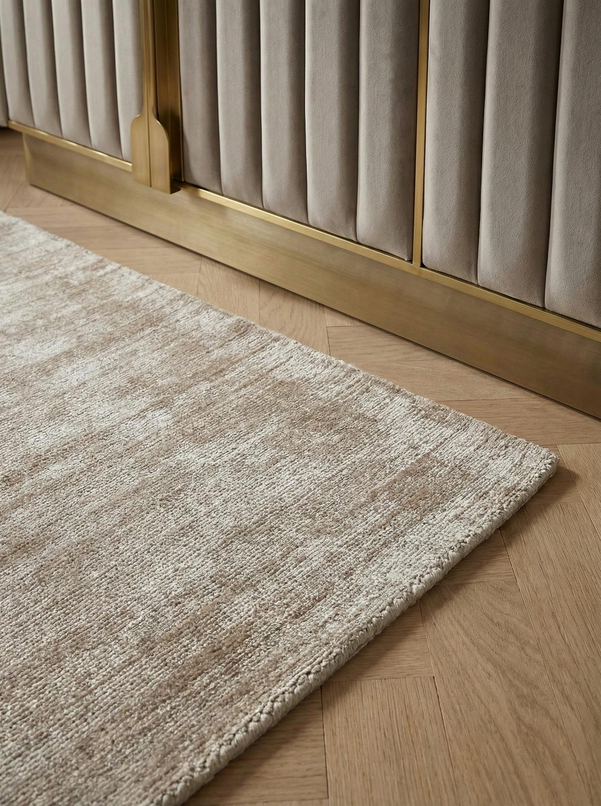 VISKOSETEPPICH handgewebt BARI, einfarbig, Beige-Grau, 160 x 230 cm - Beige, Textil (160/230cm) - KADIMA DESIGN
