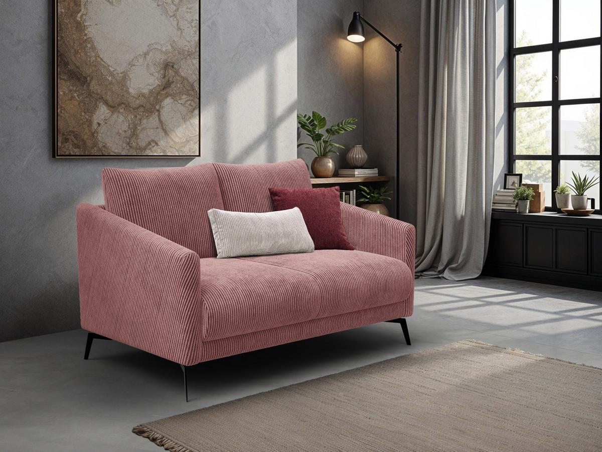 SOFA VILT 2-Sitzer, altrosa - Altrosa/Schwarz, Holzwerkstoff/Textil (142/89/94cm) - Wozimo