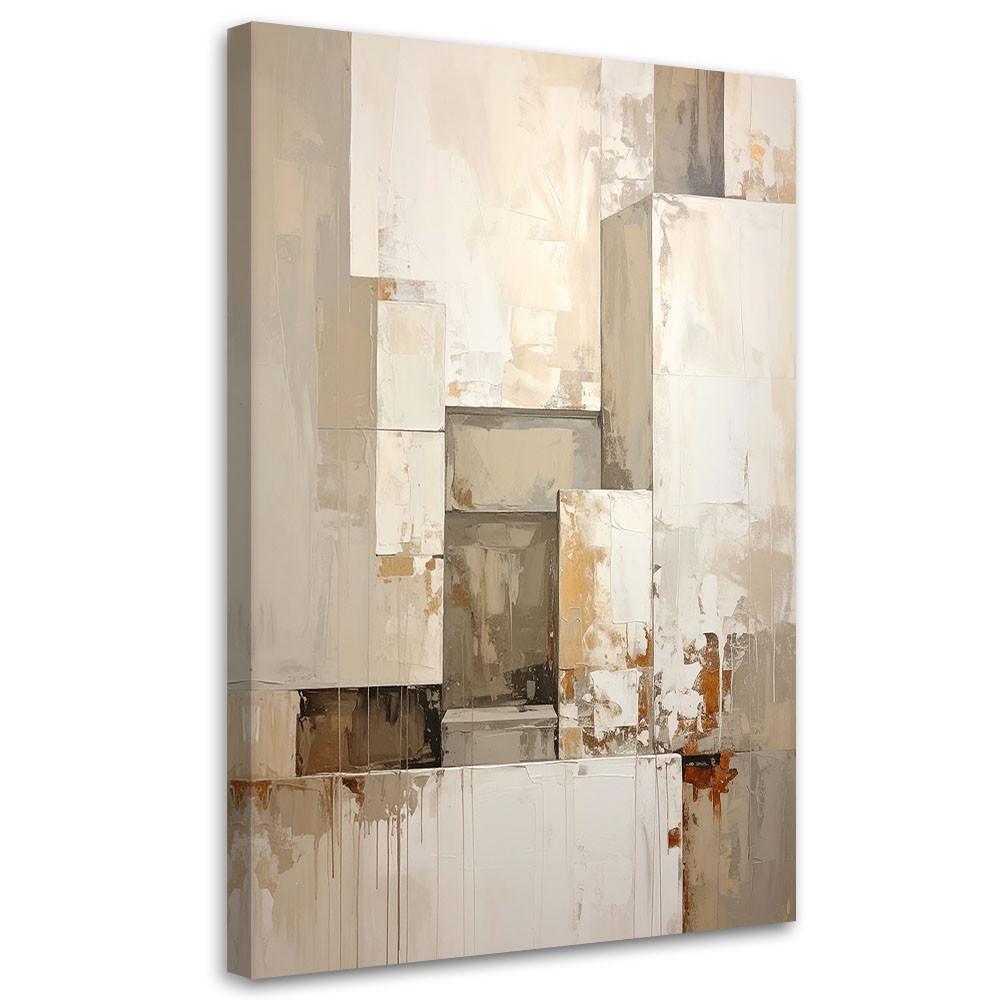 BILD auf Leinwand, Abstrakt Formen in Beige - Grau, Textil (70/100cm) - Feeby
