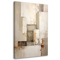BILD auf Leinwand, Abstrakt Formen in Beige - Grau, Textil (70/100cm) - Feeby