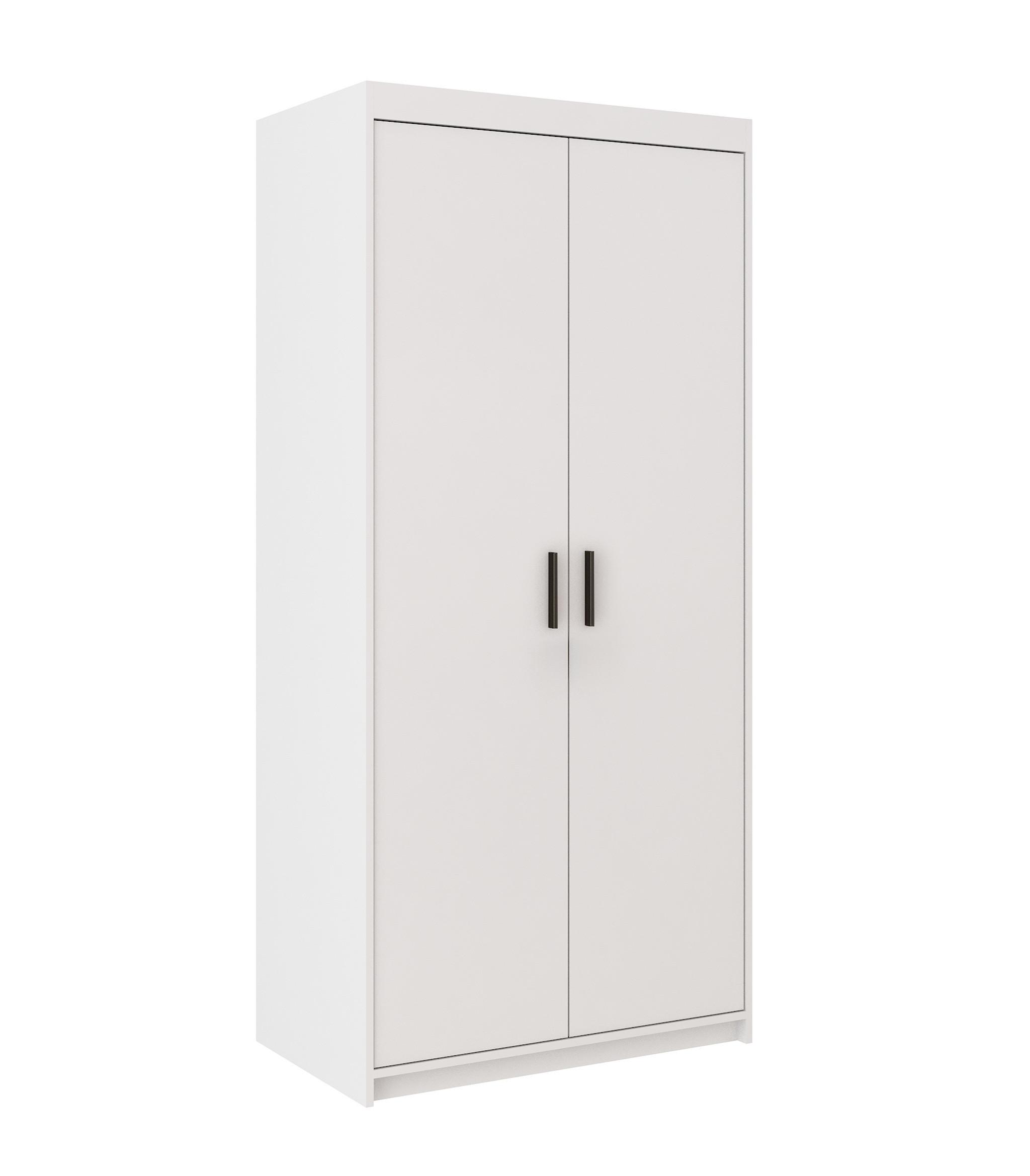 KLEIDERSCHRANK Storicos Weiß 89,7/190,5/53 cm - Modern 2-türig - Weiß, Holzwerkstoff/Kunststoff (89.8/190.6/53cm) - AX Living