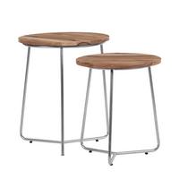 BEISTELLTISCH 2er Set Ø43x52 cm/Ø38x45 cm Natur-Silber aus Mangoholz - Naturfarben, Holz (52/43/52cm) - WOMO-DESIGN