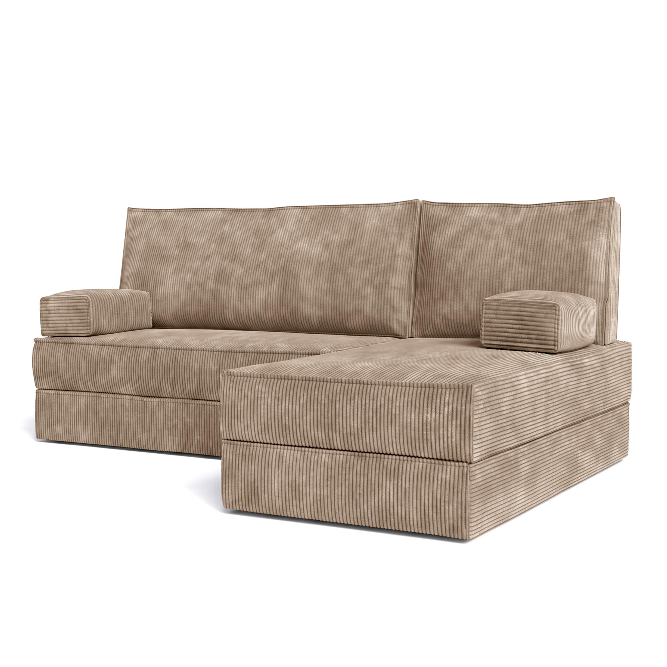 ECKSOFA NOTIA modulares Boneless Sofa mit Schlaffunktion Beige Kordstoff - Beige, Textil (200/120cm) - MASSENO