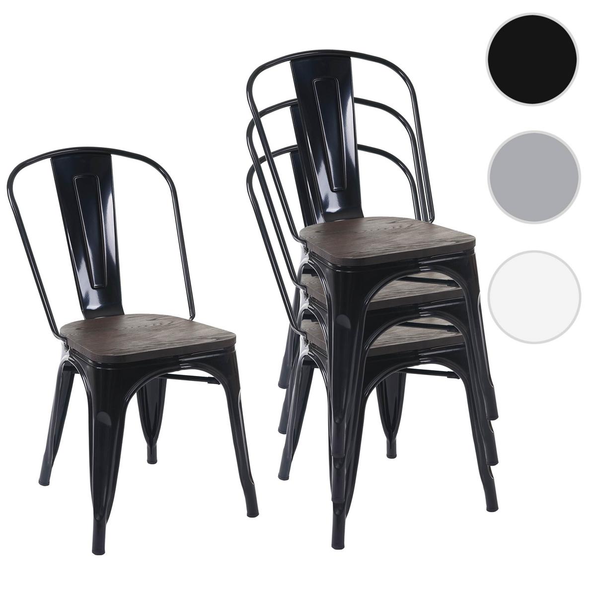 STUHL HOLZ-SITZFLÄCHE Schwarz 4er-Set - Schwarz/Grau, Holz (45/85/52cm) - MCW