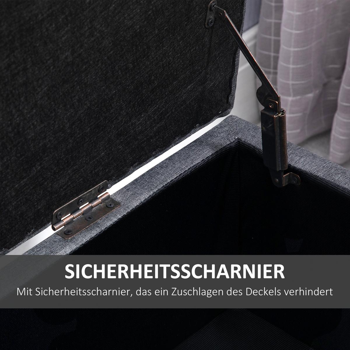 TRUHENBANK leinenartiges Polyester holz Dunkelgrau - Dunkelgrau, Kunststoff (40/44/100cm) - HOMCOM