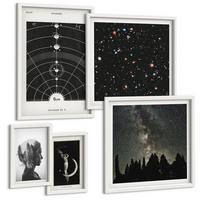 BILDER SET 5er Set - 50x50 cm & 20x30 cm & 40x60 cm Weißer Rahmen - Galaxie im Sonnensystem - Weiß, Kunststoff (40/60cm) - TULUP