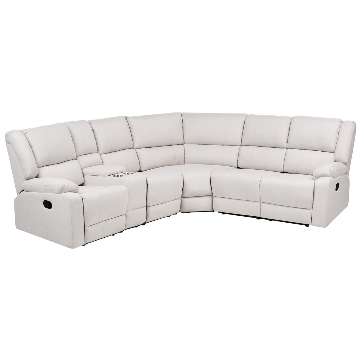 ECKSOFA manuell verstellbar Stoff Cremeweiß Hellbeige linksseitig Rokke - Creme, Textil (229/196cm) - Beliani