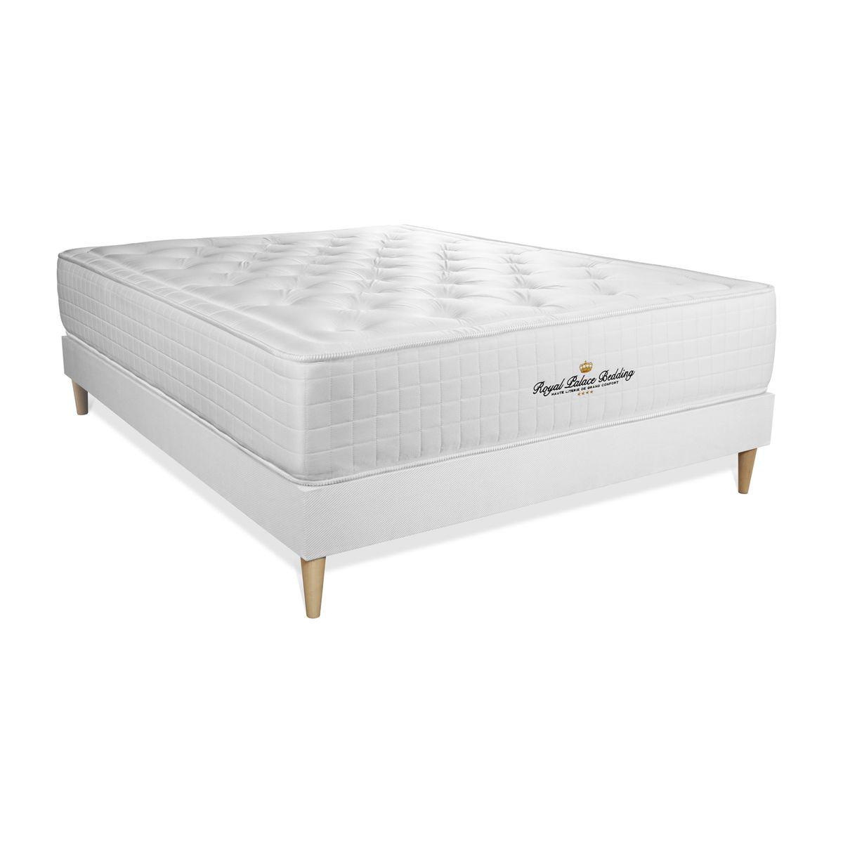 BETT Buckingham Memory-Schaum 140 x 200 cm h1 - Kit Bettgestell Weiß - Beige/Weiß, Karton/Holz (140/200cm) - ROYAL PALACE BEDDING