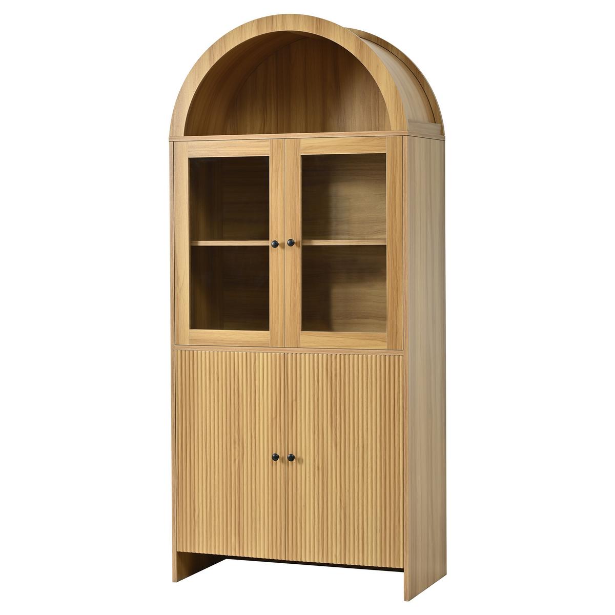 KÜCHENSCHRANK holz-optik natur 176 cm hoch mit bogendesign & wellenmuster - Naturfarben, Holzwerkstoff (78/176/40cm) - Urban Meuble