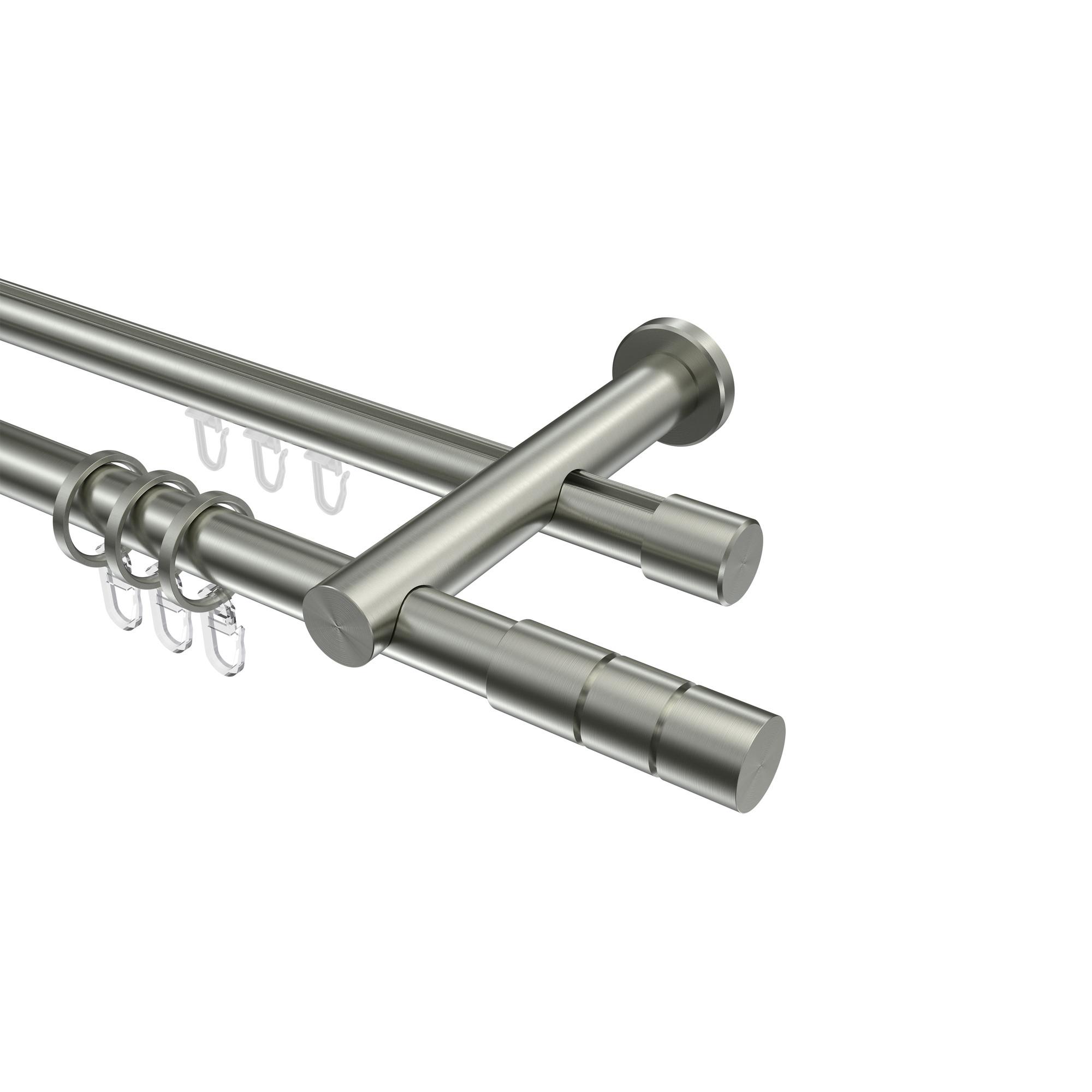 GARDINENSTANGE RUNDROHR-INNENLAUF Platon Elanto 120 cm, 2-läufig, 20 mm Ø Edelstahl-Optik - Edelstahlfarben, Metall (120cm) - INTERDECO
