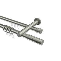 GARDINENSTANGE RUNDROHR-INNENLAUF Platon Elanto 120 cm, 2-läufig, 20 mm Ø Edelstahl-Optik - Edelstahlfarben, Metall (120cm) - INTERDECO
