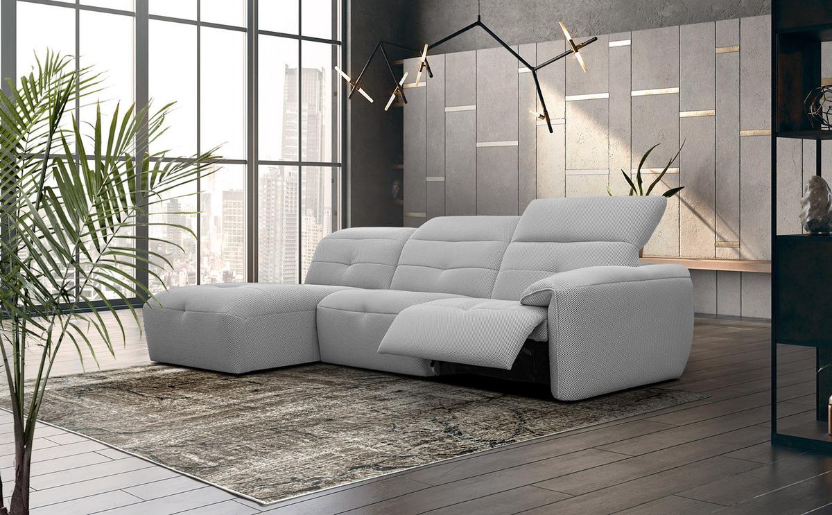 ECKSOFA TRENTO 4-Sitzer mit 1 Relaxfunktion, grau - Schwarz/Grau, Holzwerkstoff/Kunststoff (165/262cm) - Wozimo