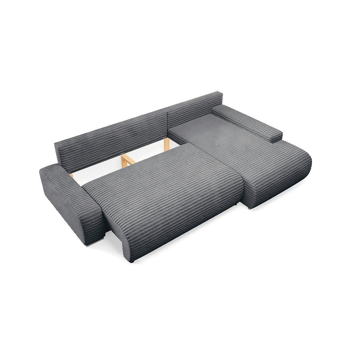 ECKSOFA Ivana 3 Sitzplätze Dunkelgrau - Grau, Holz (265/172cm) - Petits-meubles