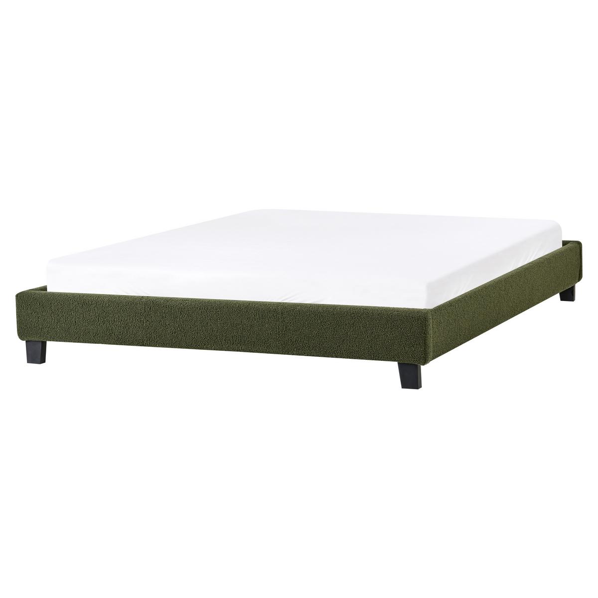 BETT 160/200 cm Dunkelgrün Roanne - Dunkelgrün/Braun, Textil (160/200cm) - Beliani