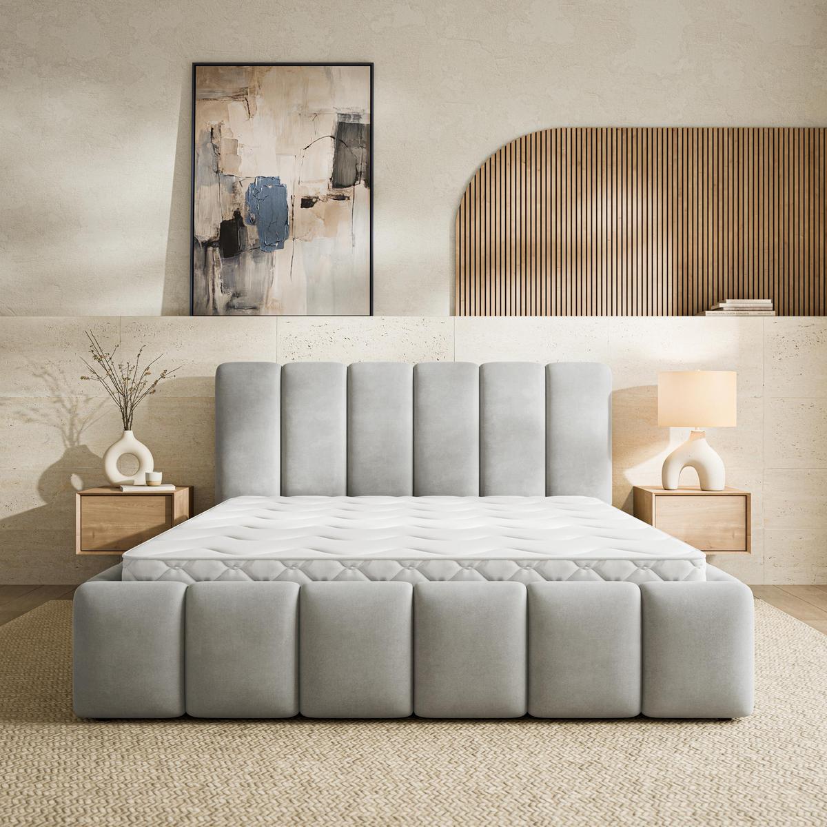 POLSTERBETT RANIS 140x200 cm mit Bettkästen - Hellgrau - Hellgrau, Holz/Textil (140/200cm) - MASSENO
