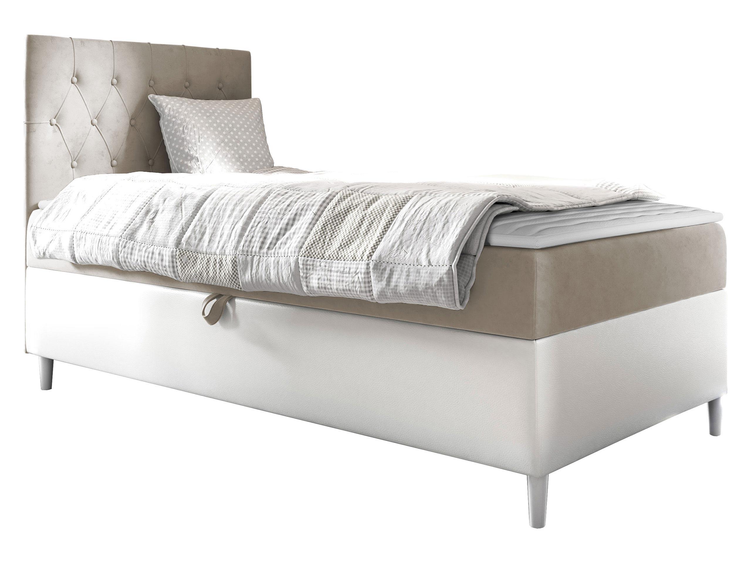BOXBETT Filip Junior 1, Seite zum Öffnen des Bettkastens: Links - H3 - Creme/Weiß, Holz (90/200cm) - MIRJAN24