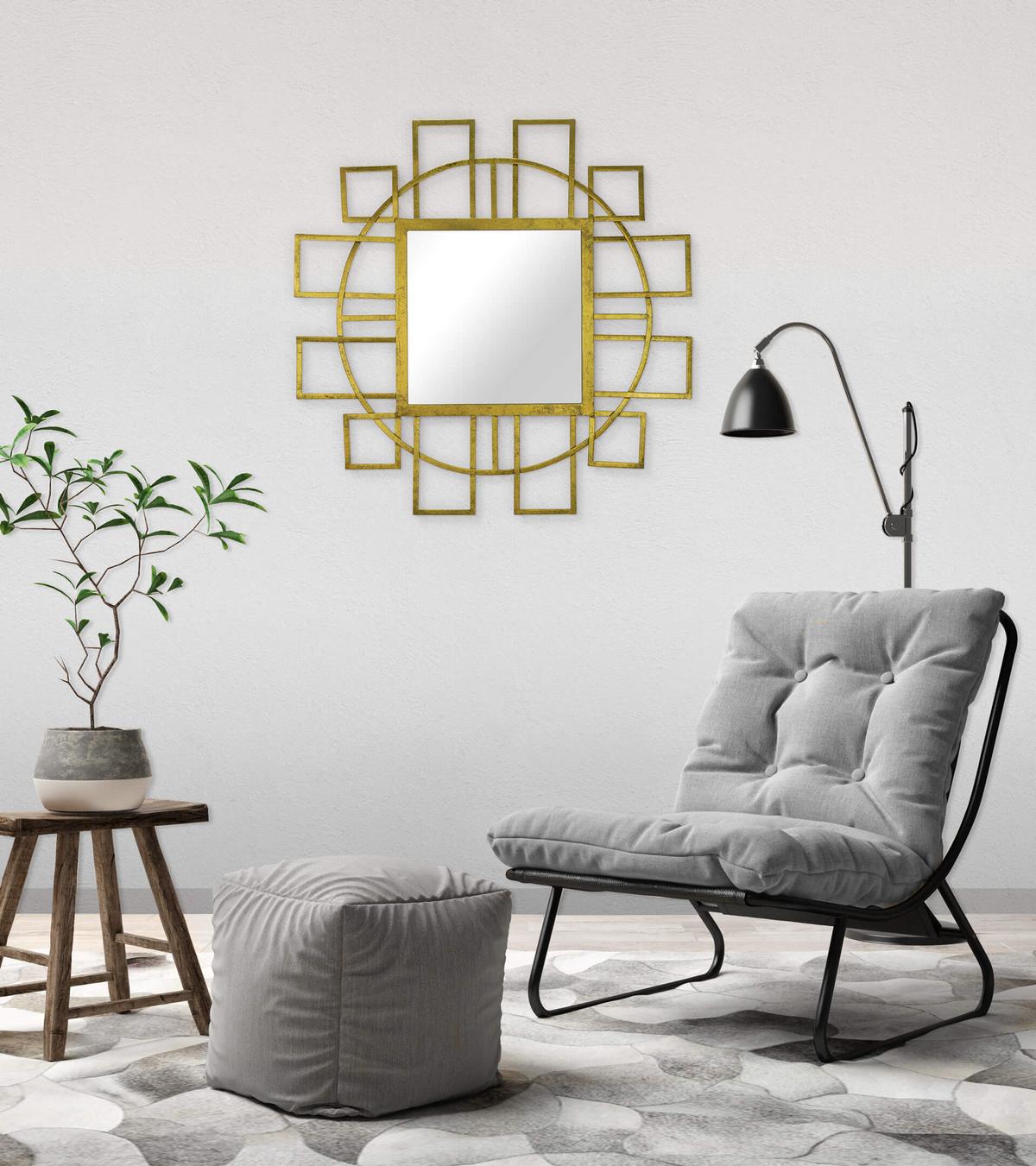 WANDSPIEGEL Gold 89/89 cm - Goldfarben, Metall (9.81/89/3cm) - KUNSTLOFT