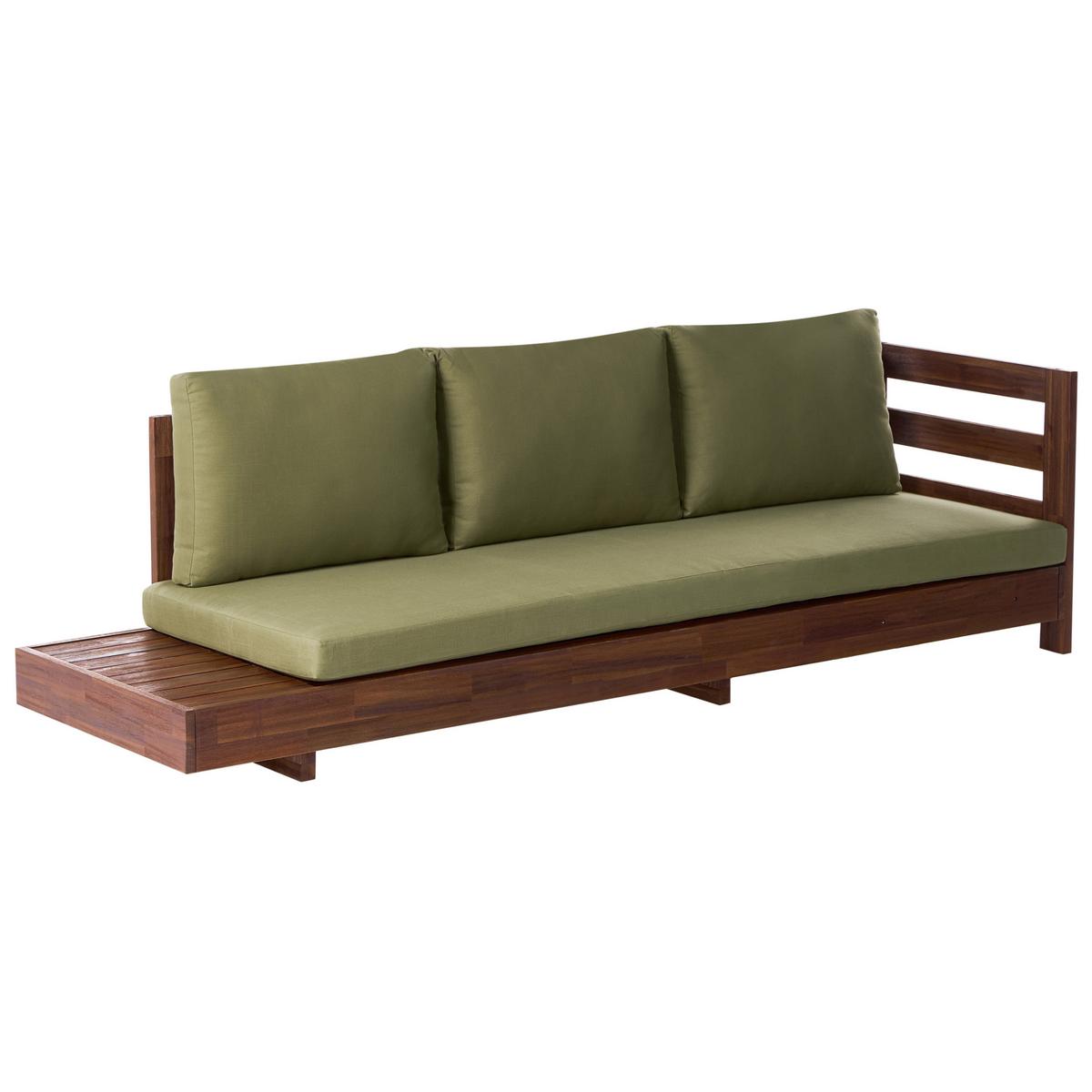 GARTENECKSOFA 5-Sitzer zertifiziertes Akazienholz linksseitig Grün Marettimo - Braun/Grün, Holz (225/64/212cm) - Beliani