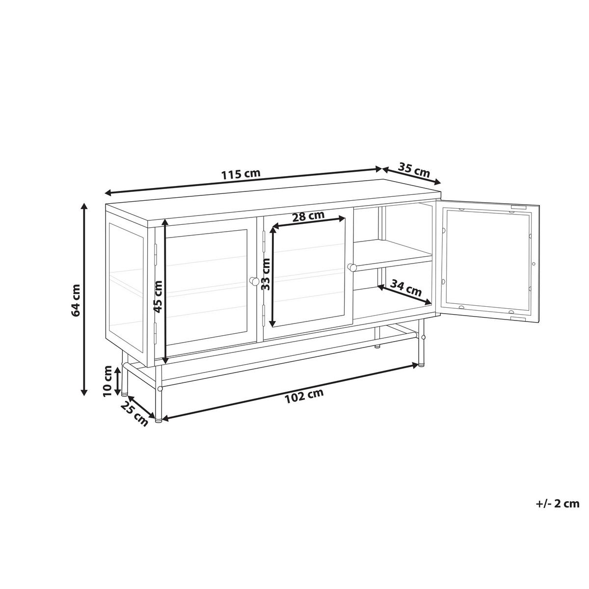 SIDEBOARD mit Glastüren Metall 115 cm Grün Devon - Grün, Metall (115/64/35cm) - Beliani