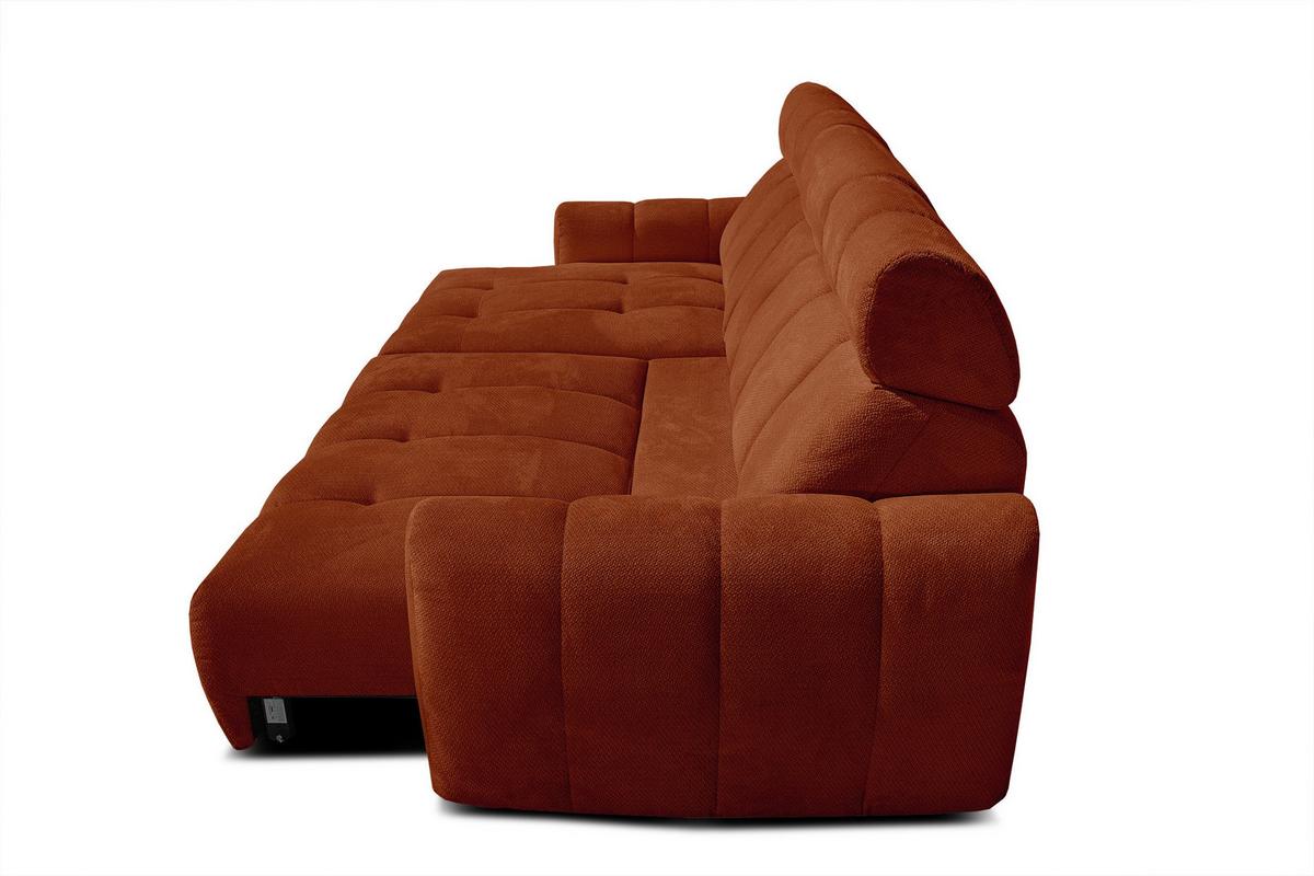 ECKSOFA KIMI 3-Sitzer, ausziehbarer Sitz, verstellbare Kopfstützen, rot - Rot/Schwarz, Holzwerkstoff/Textil (270/160cm) - Wozimo