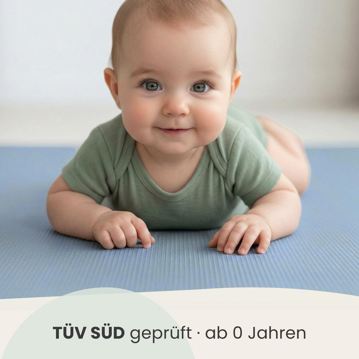 SPIELMATTE mit Rand - 180/90/1 cm Puzzlematte Blau - Grau, Kunststoff (30/30cm) - Littletom