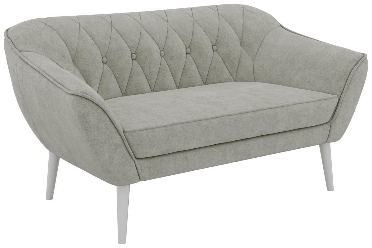 2-SITZER-SOFA PIRS - Hellgrau Stukture - Weiße Beine - Silberfarben/Hellgrau, Holzwerkstoff/Textil (140/75/74cm) - MKS