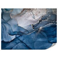 FOTOTAPETE für Badezimmer Blauer Marmor Gold Modern 150x105 - Blau/Goldfarben, Papier (150/105cm) - Muralo