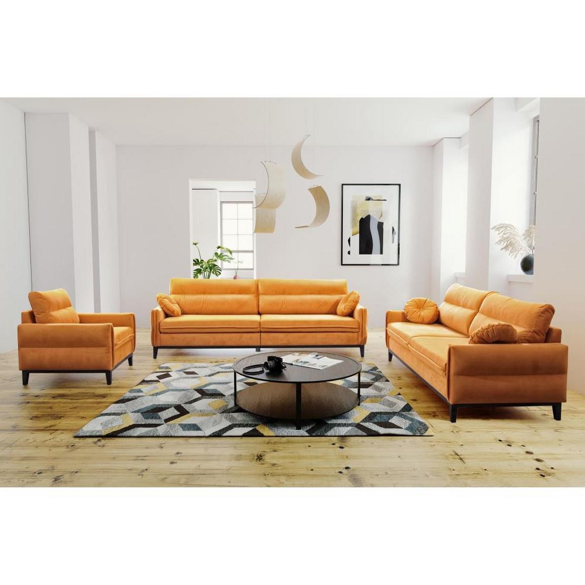 SOFA 3-SITZER Belweder Velours gelb - Wengefarben/Gelb, Holz/Textil (268/95/94cm) - Beautysofa