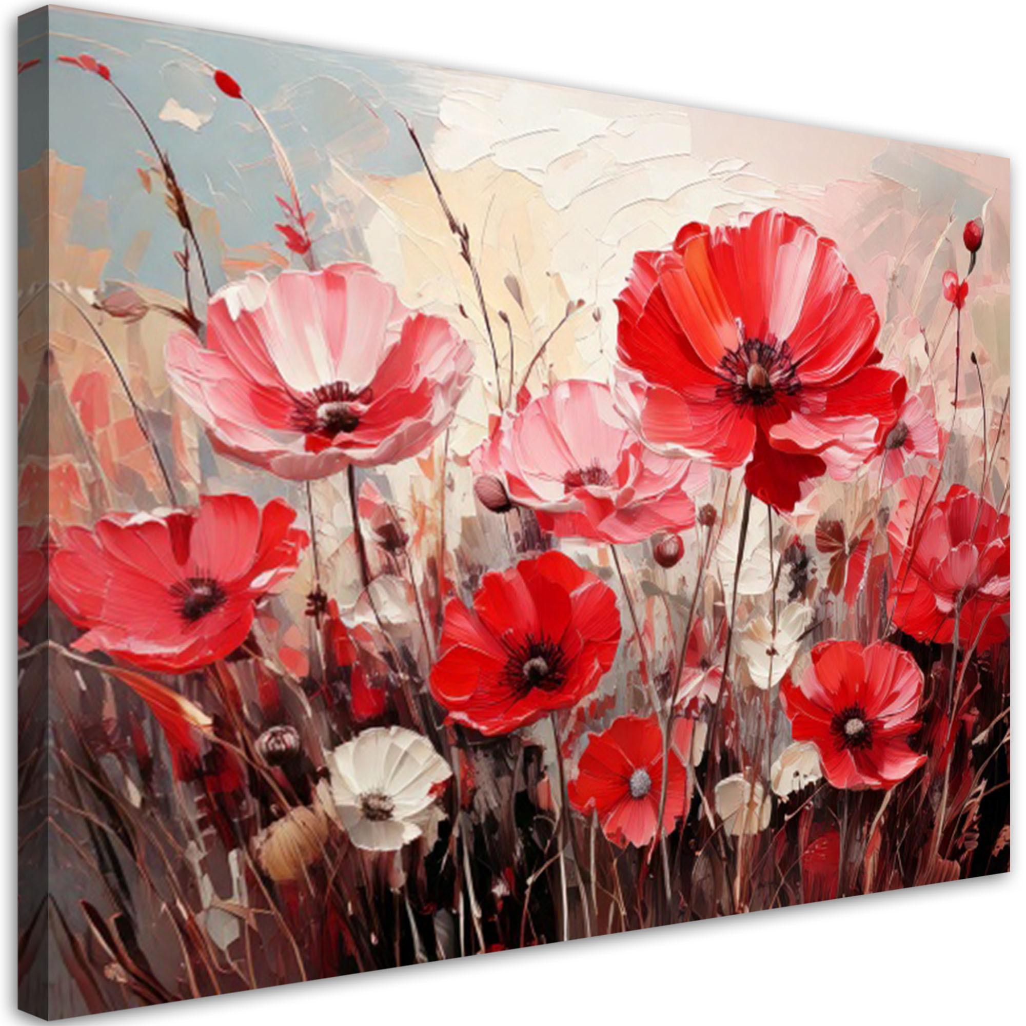 LEINWANDBILD Blumen 100x70cm - Rosa, Textil (100/70cm) - Feeby