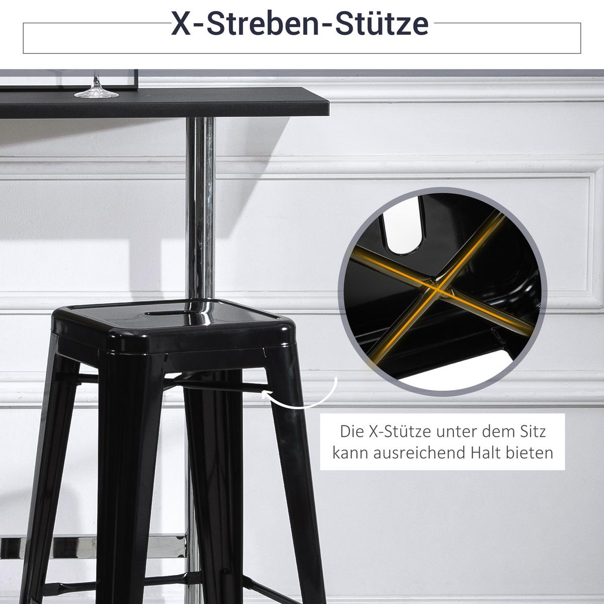 BARHOCKER Metall Schwarz - Schwarz, Metall (43/76/43cm) - HOMCOM
