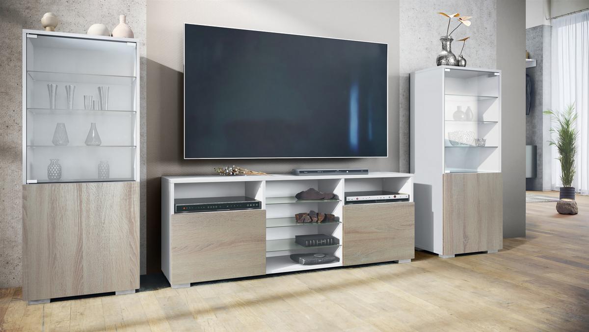 WOHNWAND Granada Eiche sägerau - Eiche San Remo, Holzwerkstoff (286/122.5/35cm) - Vladon