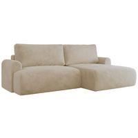 ECKSCHLAFSOFA TONO L Creme Plüsch - rechts - Creme/Schwarz, Kunststoff/Textil (150/260cm) - MKS